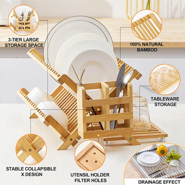 Crestone 3Tier Bamboo Dish Rack Wayfair Canada